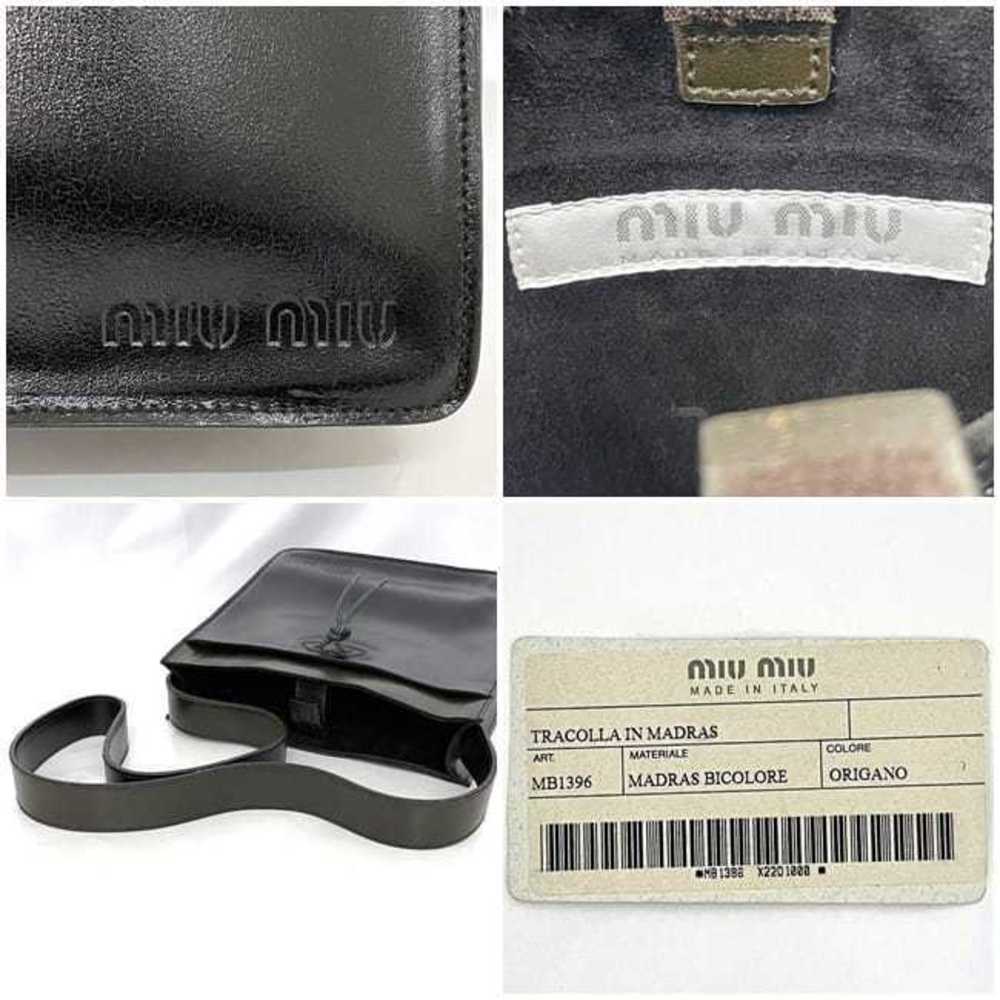 Miu Miu Madras Leather Shoulder Black Green Khaki Bag Shoulder Bag - Picture 5 of 9